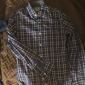 J. Crew Blue and Red Casual Button Down Shirt